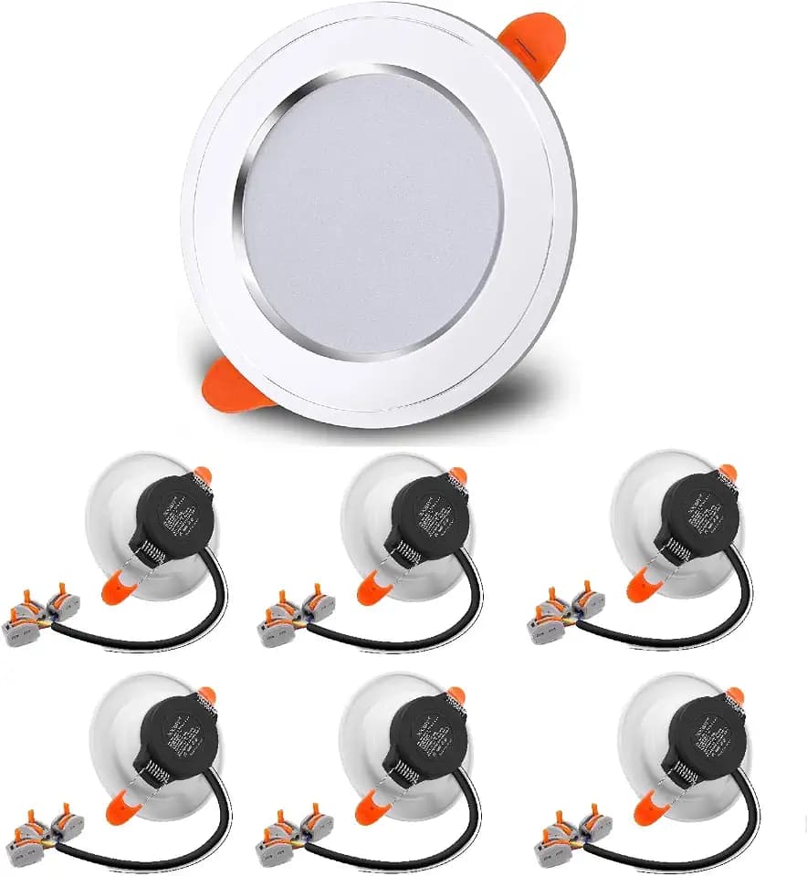 LED Einbaustrahler 7W, 6 Stück Einbauleuchten Spots LED 230V 3000K AC180-265 Deckenspots LED 37mm Einbautiefe Ø80-95mm Bohrlochdurchmesser Warmweiß Deckenstrahler LED für Badezimmer Wohnzimmer
