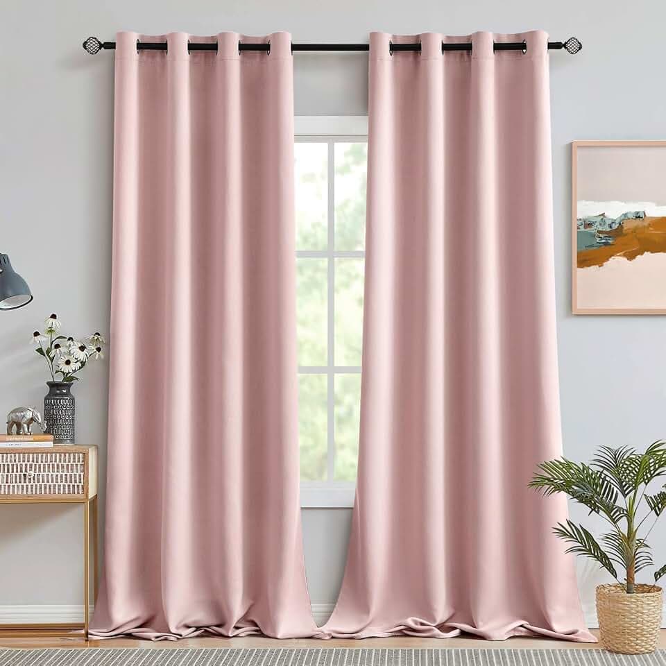 MIULEE Verdunklungsvorhänge Thermo Blickdicht Ösen 2er Set 140x245cm Rosa | Blickdichter Thermostoff für Wohnzimmer und Schlafzimmer, hilft Licht, Hitze und Kälte zu reduzieren.
