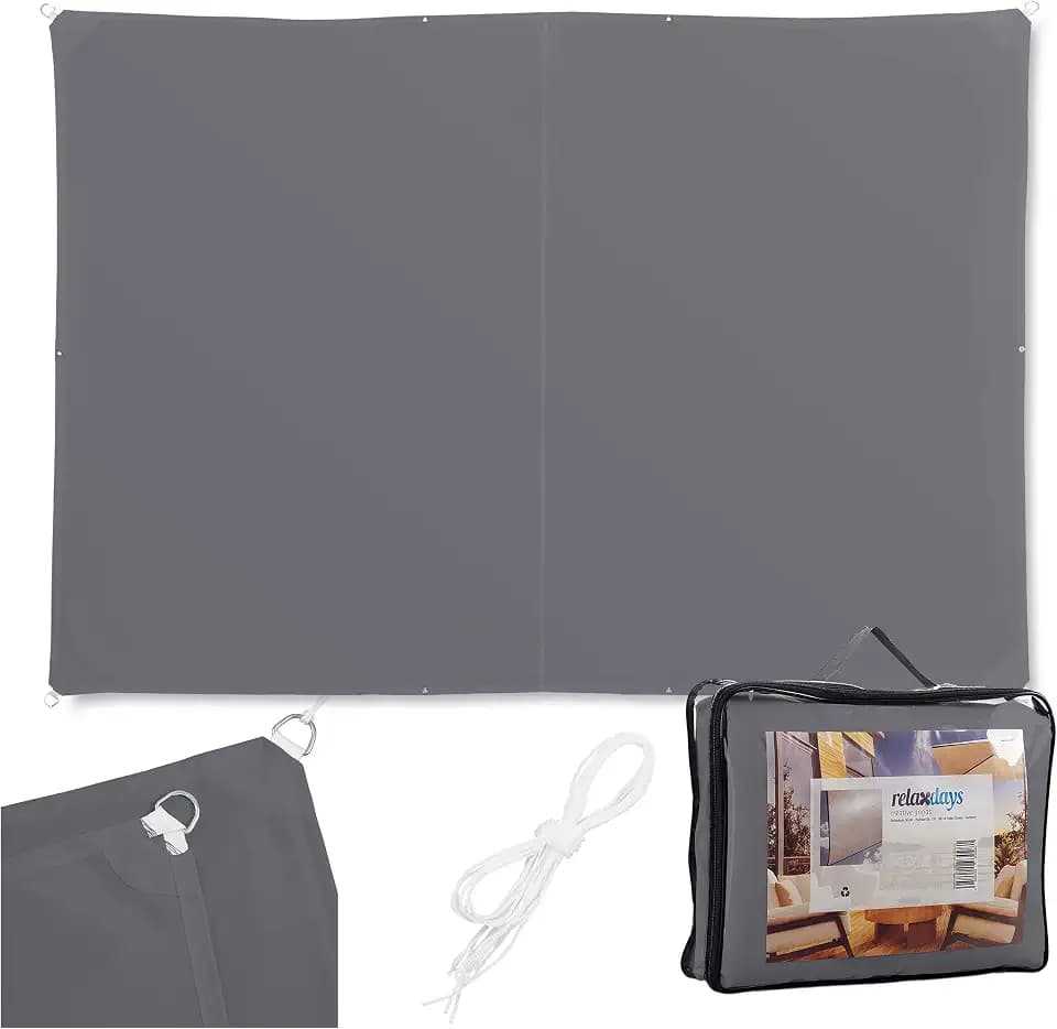 Relaxdays Sonnensegel, 5x6 m, Polyester, wasserdicht, dunkelgrau