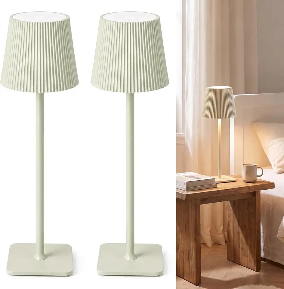 Kabellose LED Tischlampe Akku Tischleuchte Creme VELA TL02