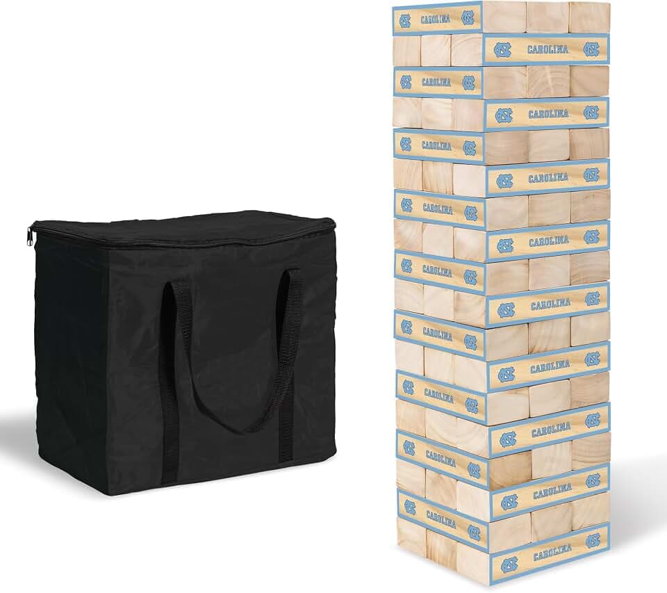 Wild Sports NCAA Giant Stacking Wooden Blocks – Tumbling Tower Classic Family Game Stacks Over 5 ft. High – Great Gift for Any College Football Fan!