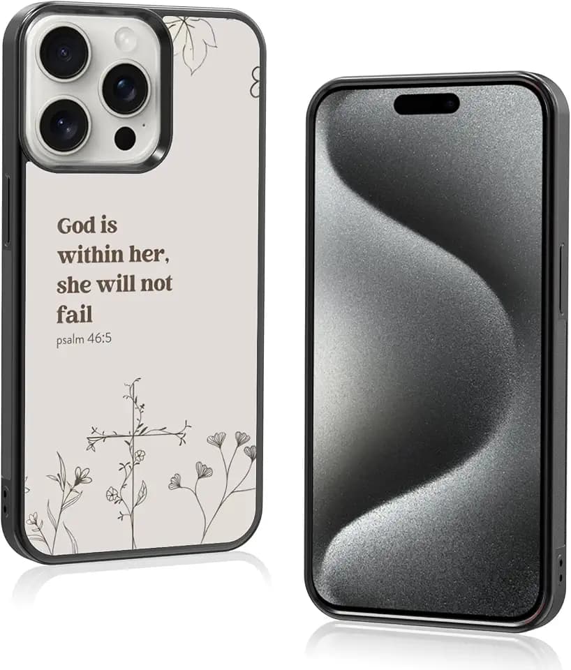 [God is Within Her She Will Not Fail Psalm] Bible Christian Women Black Phone Case for iPhone 15 Pro (6.1")