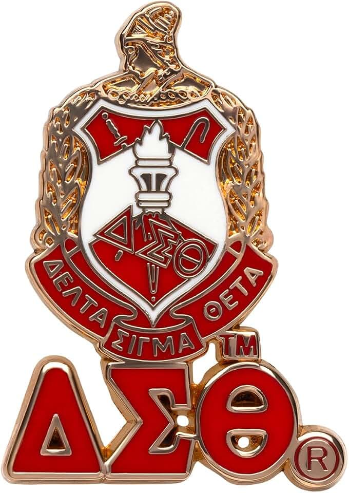 Delta Sigma Theta 3D Crest Lapel Pin with Letters