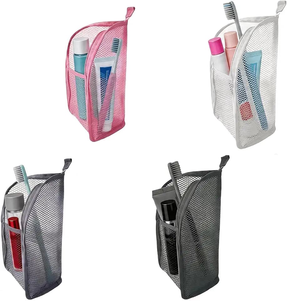 Standing Toiletry Bag, 4 Pack Portable Lightweight Toiletry Bag for Travel, EVA Mesh Large Capacity Waterproof Toiletries Organizer, Travel Essentials for Women Men (Black+Pink+White+Grey)