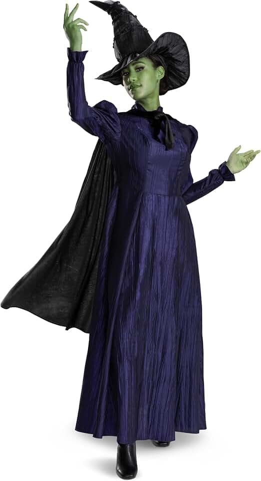 Disguise Wicked Elphaba-Kostüm für Damen, offizielles Deluxe-Elphaba-Kostüm, Umhang und Hut für Damen
