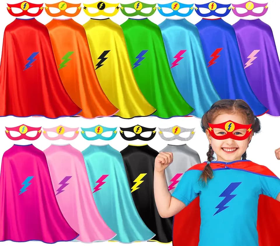 iROLEWIN Kids Superhero Capes and Masks & DIY Felt Stars as Party Dress-Up