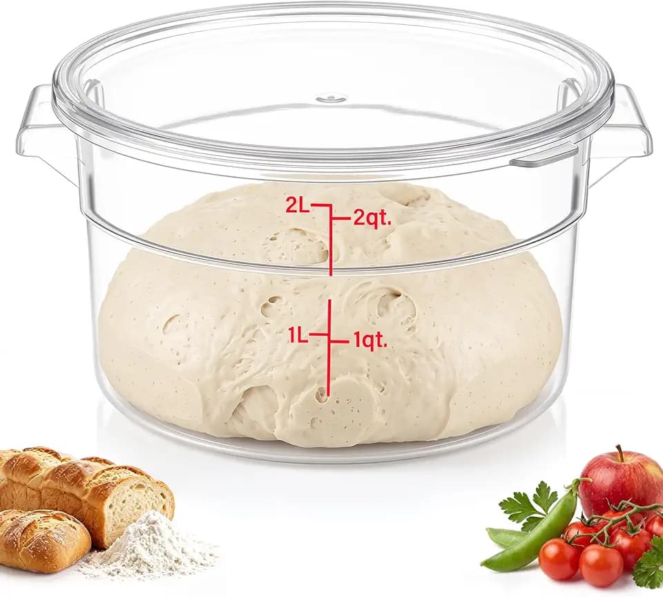 Ziliny 1 Pcs 2 Qt Dough Proofing Container with Lid and Red Scale, Clear