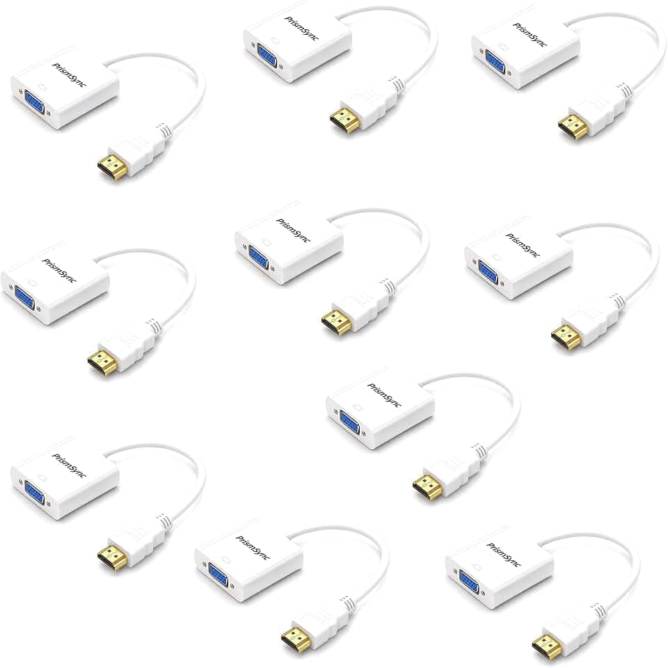 HDMI to VGA Adapter 10-Pack for Laptop to Projector 1080p