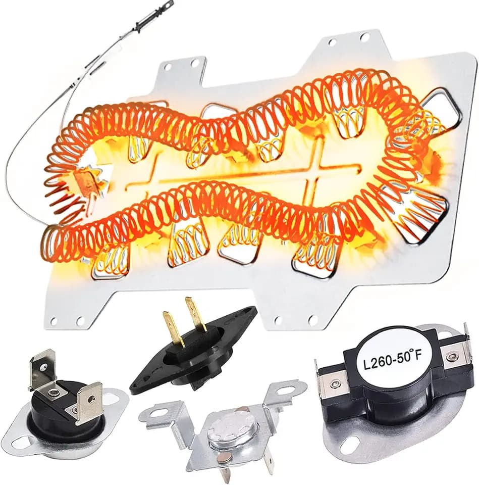 2026 UPGRADE Dryer Heating Element for Samsung dv42h5000ew/a3 dv45h7000ew/a2 dv48h7400ew/a2 DC47-00019A Dryer Heating Element DC47-00018A Thermostat DC47-00016A DC32-00007A DC96-00887A Thermal fuse