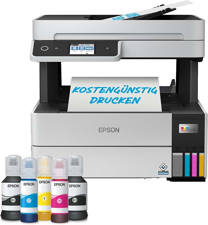 Epson EcoTank ET-5150 Tintentankdrucker | für kleine Büros & Unternehmen | WLAN & Ethernet | A4 | Drucken, Kopieren, Scannen | Duplexdruck | 6.1 cm Touchscreen | 35 Seiten Dokumenteneinzug