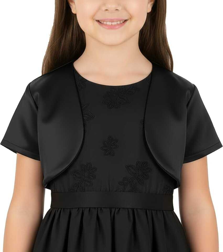 BlackButterfly Mädchen Satin Bolero Jacke Kurzarm