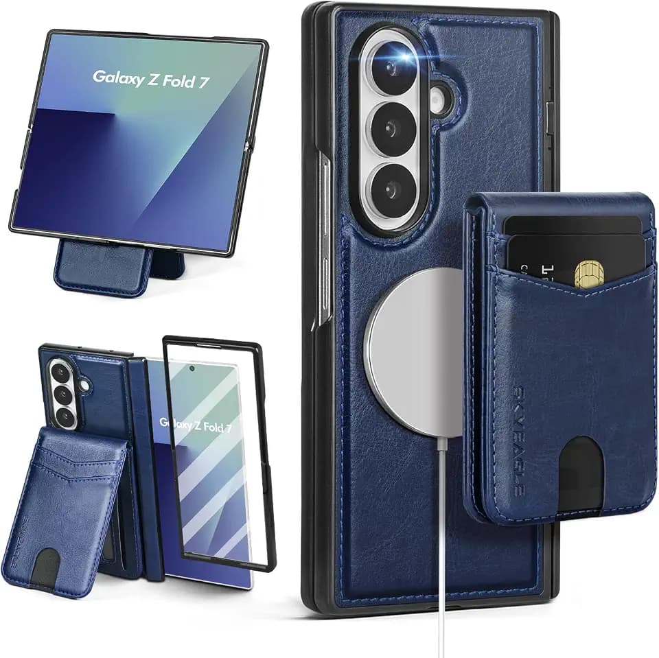 SkyEagle for Samsung Galaxy Z Fold 7 Wallet Case Magsafe,Blue