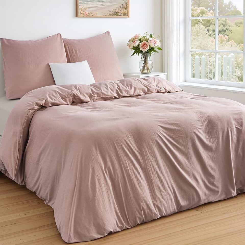 Bettwäsche Rosa Frühling 155x220 Rose 3 teilig Superweiche Vorgewaschene Mikrofaser Baumwollähnlich ÖKO-TEX 1 Bettbezug 155x220+2 Kissenbezüge 80x80-alle mit Reißverschluss Rosa Bettwäsche