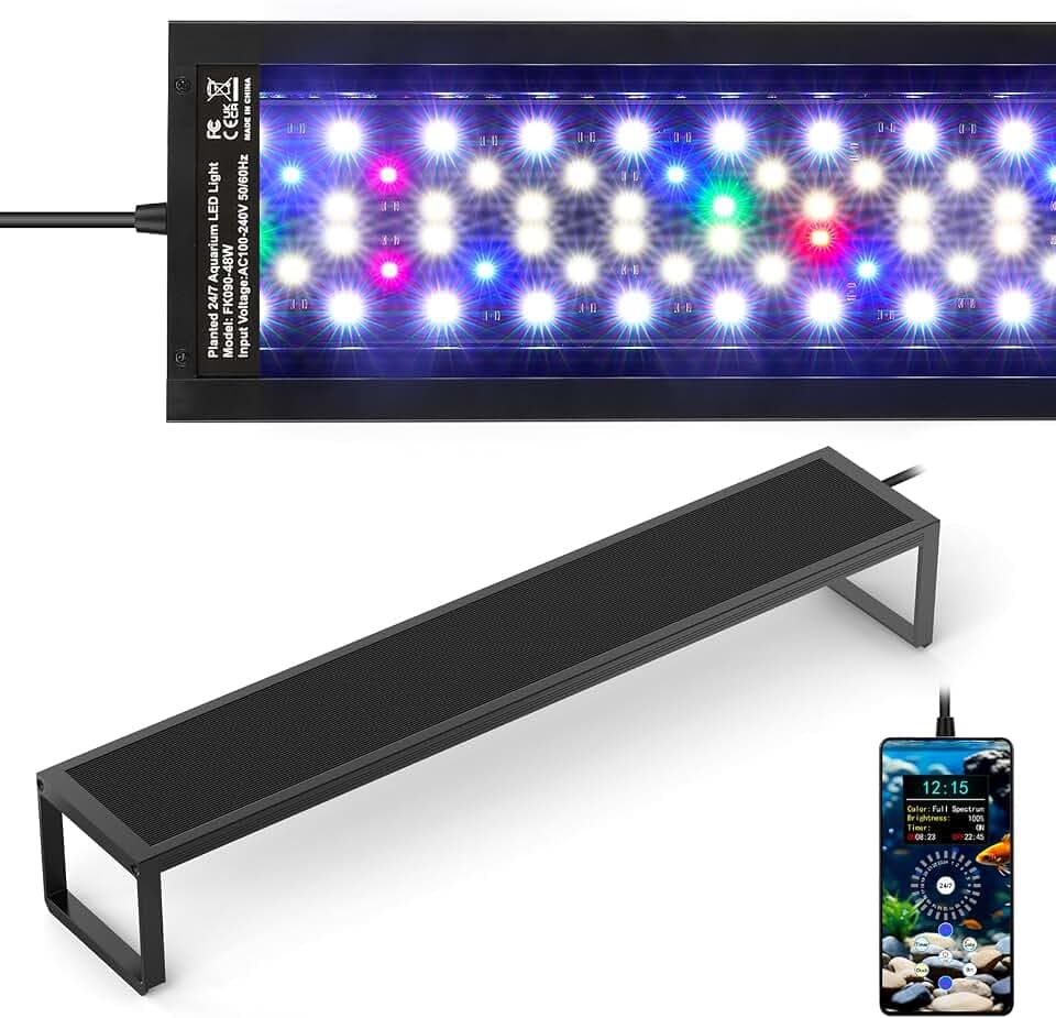 fishkeeper 6-Rows WRGB Aquarium Beleuchtung, Aquarium Lampe LCD-Steuerung