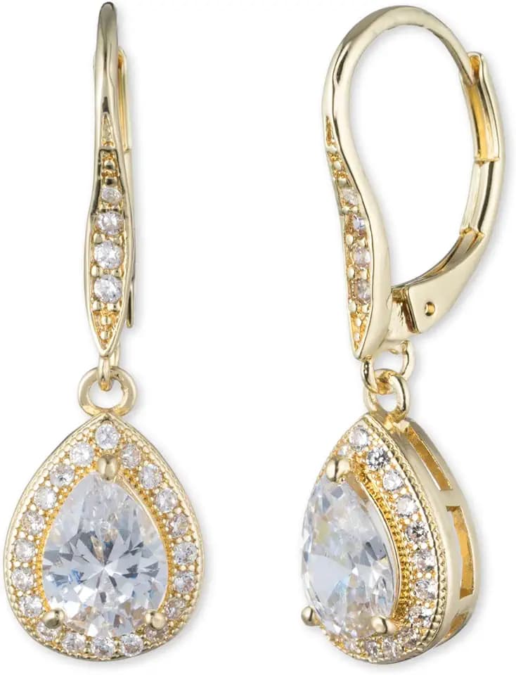 Anne Klein Women's Drop Crystal Earrings, Statement Fashion Jewelry with Crystal Inspired Accents for Everyday and Evening Wear
