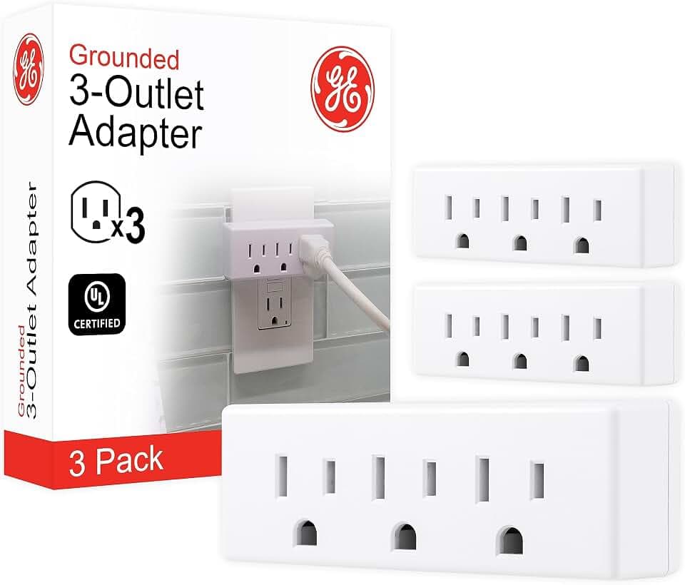 GE Outlet Extender, 3 Pack, 3 Outlet Multi Plug Wall Power Splitter