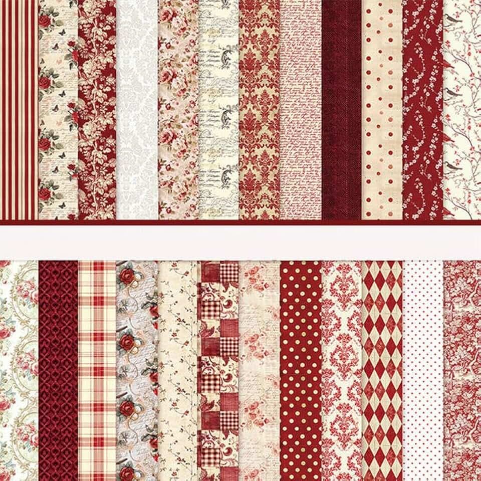 Scrapbook Papier Blumen Muster Doppelseitiges Bastelpapier (Rot)