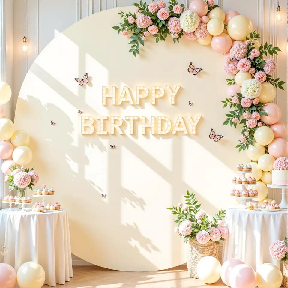 Beige Round Backdrop Cover 6.6FT Beige Circle Arch Backdrop Cover Baby Shower Birthday Party Balloon Wedding Photo Background Circle Round Arch Stand Cover Fabric Spandex