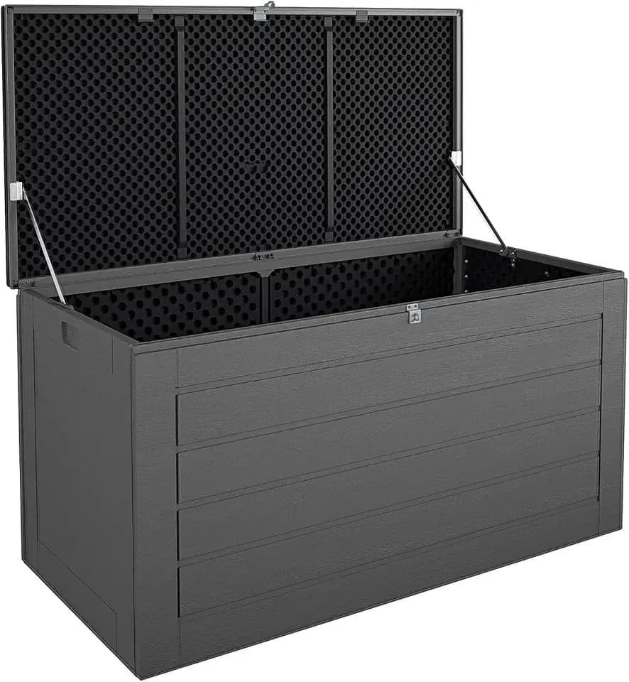 Cosco Outdoor Living 88180BGY1E Cosco Outdoor Patio Storage, Extra Large, 180 Gallons, Charcoal Deck Box, Black/Gray
