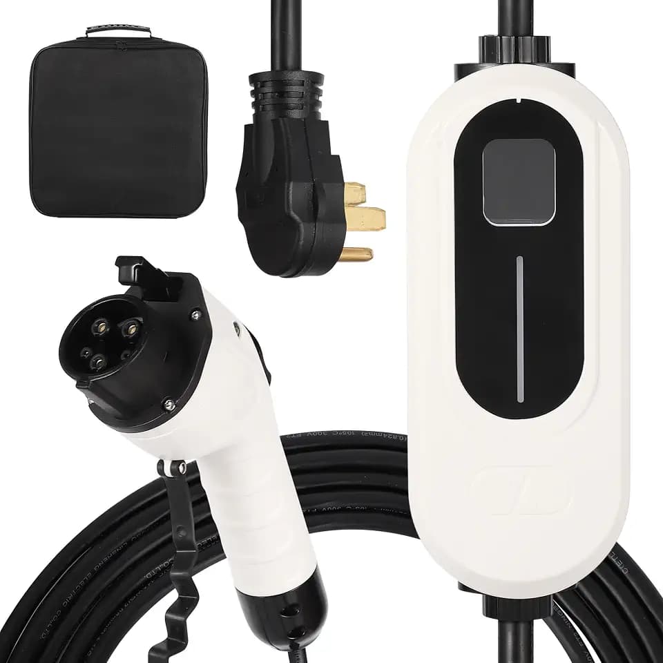 GarveeTech Level 2 EV Charger, 32A 240V Voltage, NEMA 14-50 Plug, 25 ft Cable, Adjustable Current/Delay Timer, SAE J1772 Listed Portable Electric Car Charger for Indoor/Outdoor Use