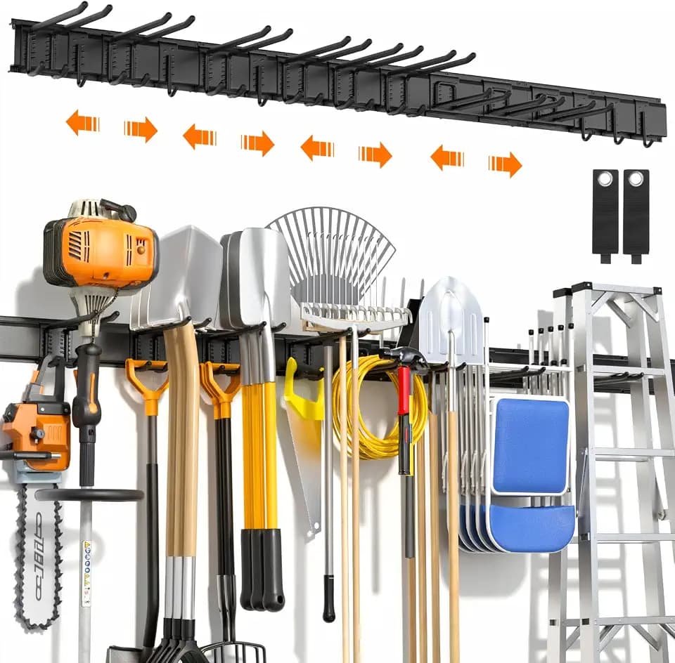 Housolution Verstellbar Garagen Gerätehalter 163cm, Metall Wandhaken
