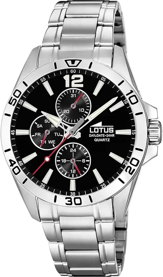 Lotus Herren Analog Uhr Edelstahl 316L Silber - Quarz - Mineralglas - 5 ATM Wasserdicht - Multifunktion 18812 Trendy