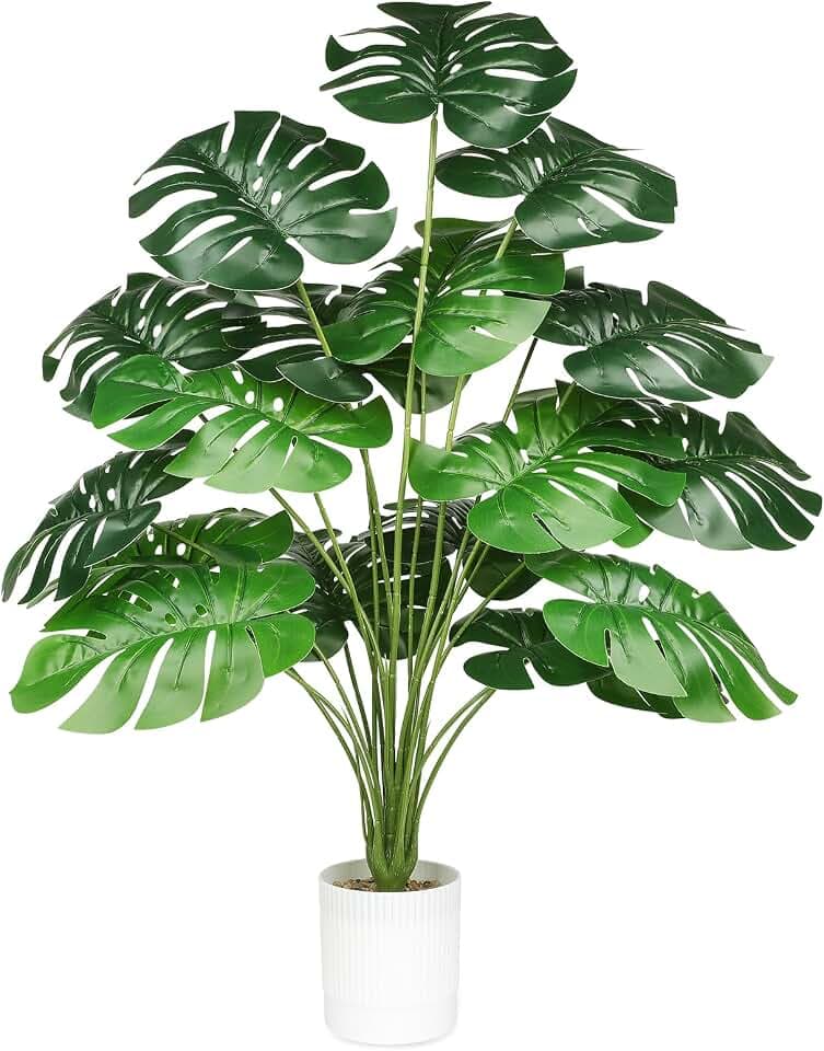 Monstera Kunstpflanzen Groß 75cm Künstliche Pflanzen im Topf Plastik Deko