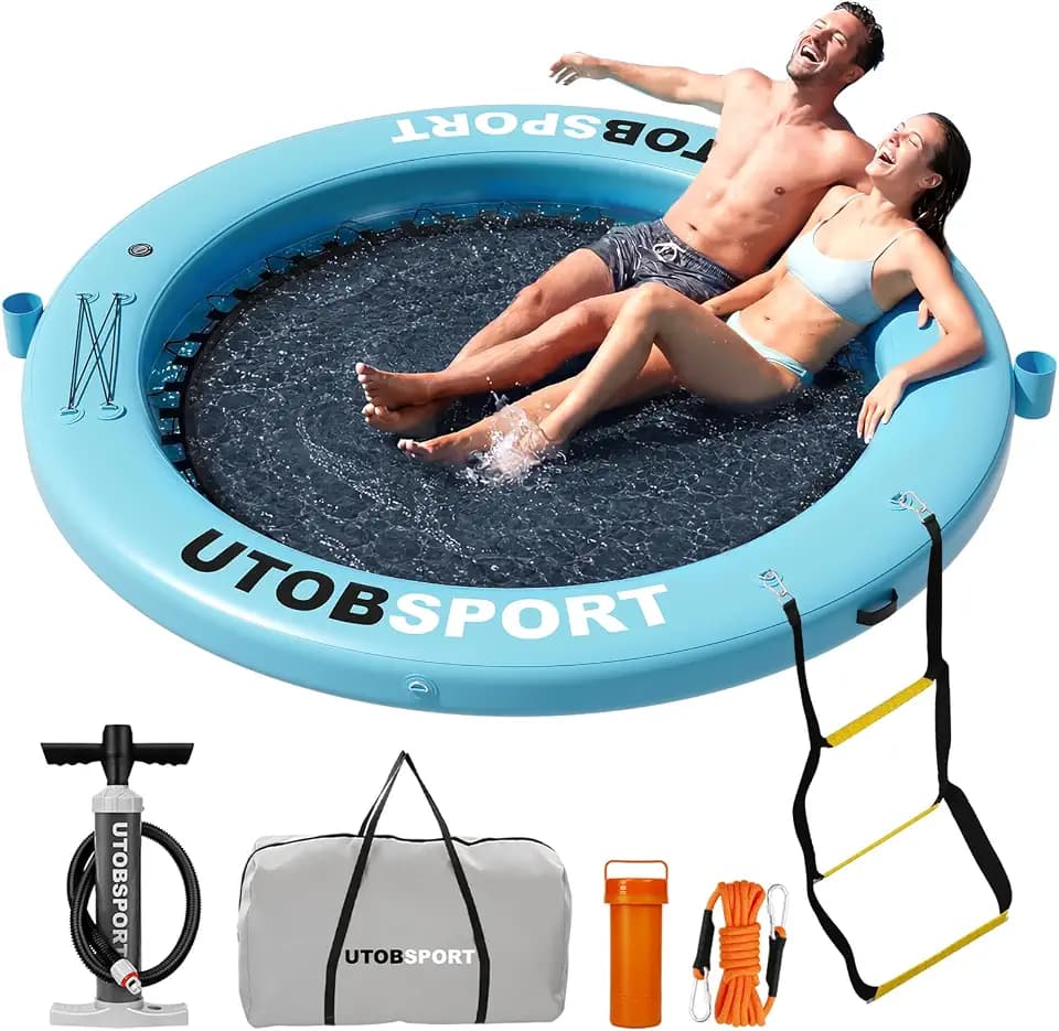 Inflatable Water Hammock Round/Hexagon Sun Floating Chill Ring for Lake, 10/8ft Inflatable Dock Floating Platform W/Cupholder, Float Raft Tanning Pool Lounger Island Platform Pad