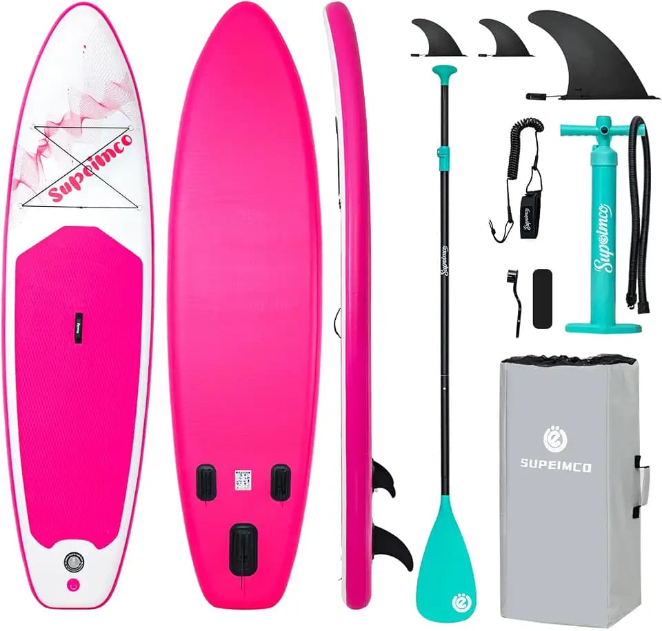 Inflatable Stand Up Paddle Board - Upgraded Glue-Free Hot Melt Technology, Long Service Life, 10'6", Anti-Slip EVA Deck, Full SUP Accessories, Included for Adults Youth All Skill Levels
