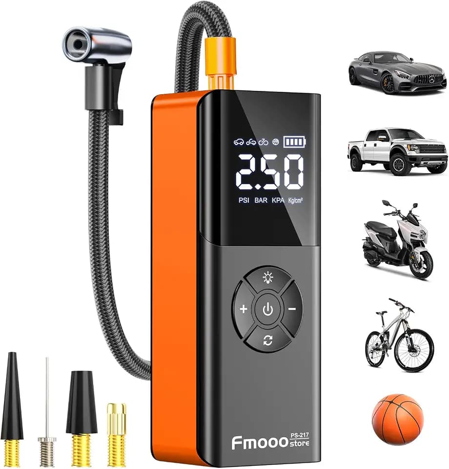Tire Inflator Portable Air Compressor,160PSI Dual Power 6000mAh,Cordless Air Pump with Digital Gauge, LED Light and Auto Shut-Off Function, 5X Faster Air Compressor for Car, Motorcycle, Bicycle, Ball