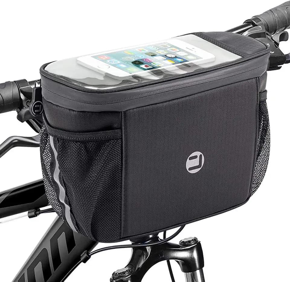 WOTOW Bike Handlebar Insulated Bag, Front Phone Touchscreen Bicycle Cooler