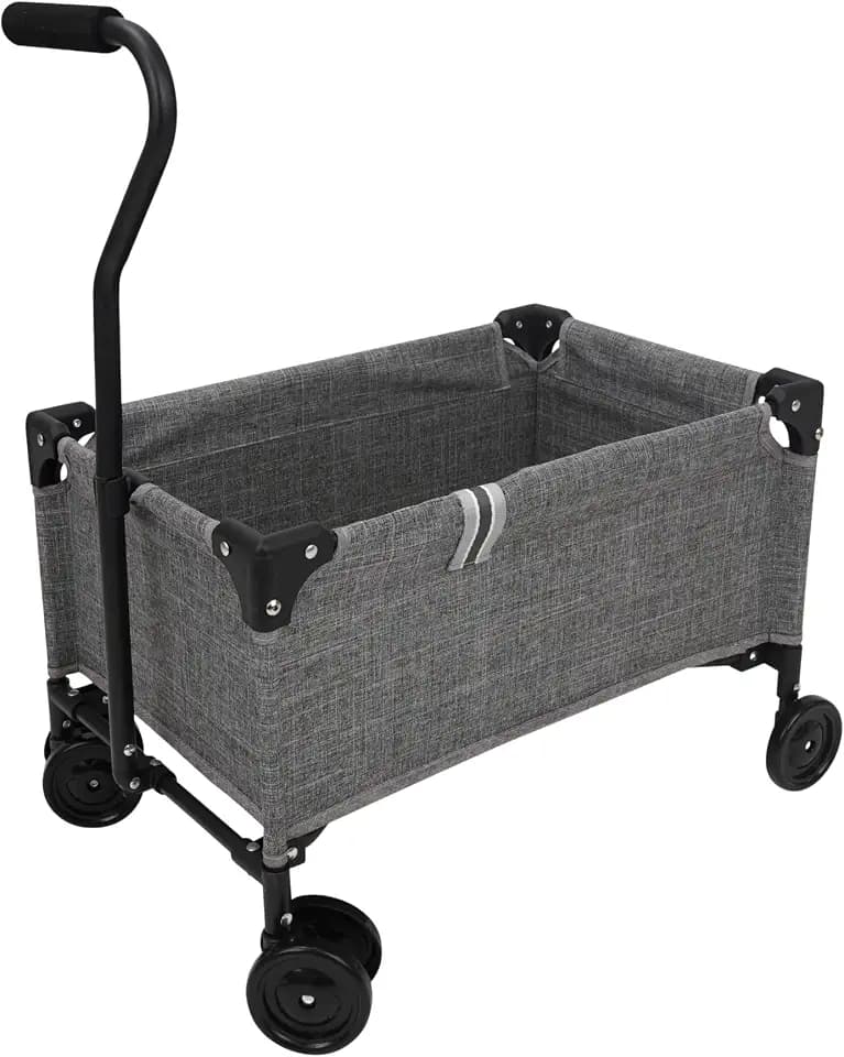 509 Crew: Little Wagon - Melange Grey - Folding Pull-Along Cart, Adjustable Handle, Canvas-Metal Frame, Transport Toys-Dolls-Stuffed Animals, Kid 3+