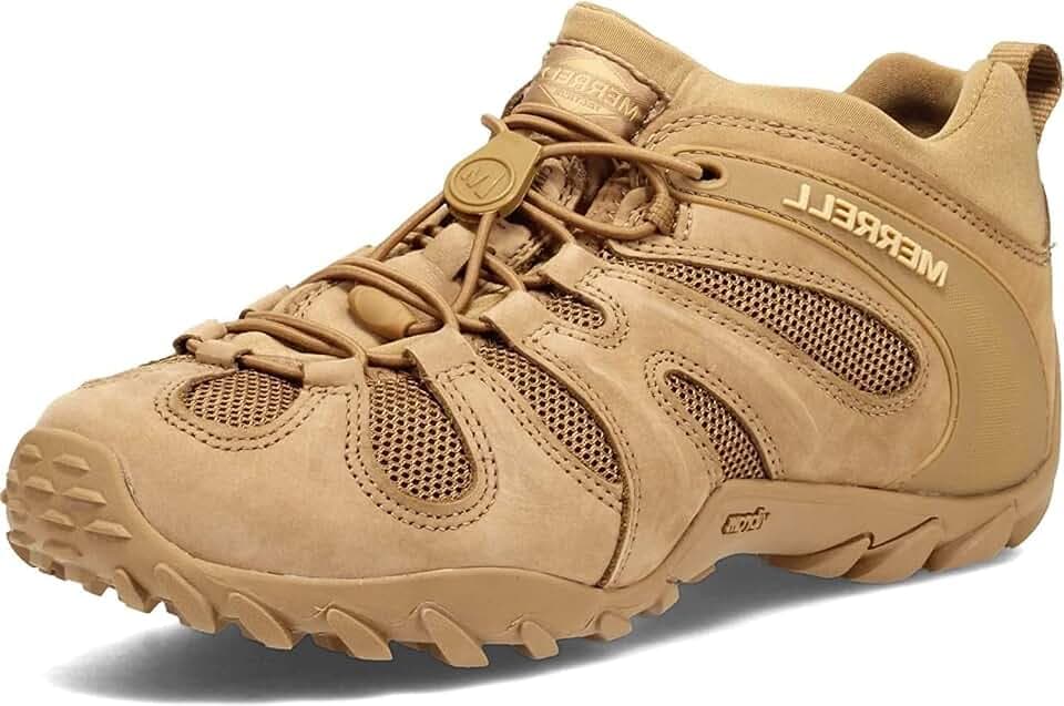 Merrell Men's Chameleon 8 Stretch Tactical Work Shoes, Waterproof Nubuck & Mesh Upper Ultra-Lightweight Hiking Combat Boots