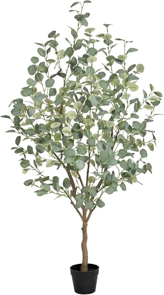 Eukalyptus Baum künstlich 150cm , künstliche pflanzen groß mit 477Seidenblättern, Große Kunstpflanzen Wie echt---Kunstpflanzen Indoor für Wohnzimmer, Büro oder Schlafzimmer