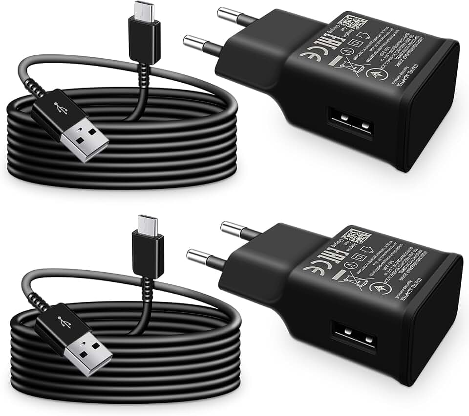 Ladegerät Handy, [2er-Pack] Schnellladegerät mit Ladekabel USB C Schnellladekabel Typ C Kabel 1,5M für Samsung Galaxy A15 A14 A13 A33 A34 A35 A55 A54 A53 A51 A50 A41 A40 A71 A25 A23 S8 S9 S10 S20
