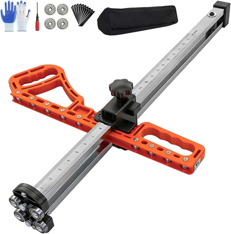 5/8" Foldable Drywall Cutter with Dual Bearing System, 0.6"–24" Adjustable Sheetrock Cutting Tool with Carrying Bag & 10 Blades, Precision Sheetrock Cutter for 1/4", 3/8", 1/2" & 5/8" Boards