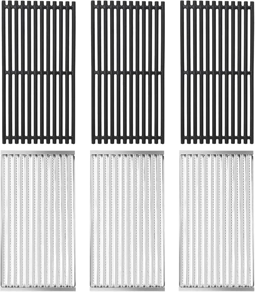 Criditpid Grill Replacement Parts for Charbroil 463242716 463257520 463242715 463276016, Cooking Grates & Grill Emitter Plates Kit for 4 Burner Charbroil Commercial Grill.