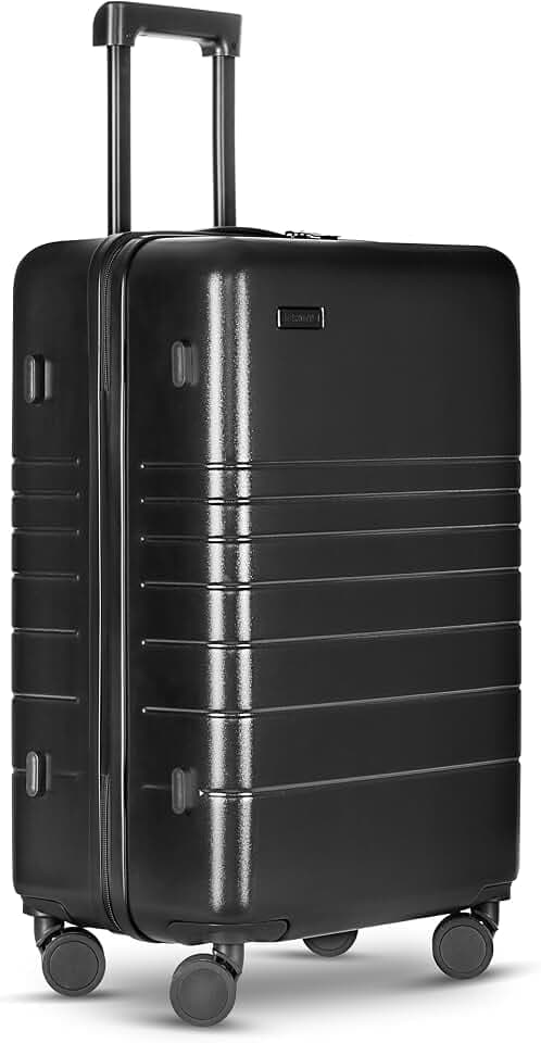 ETERNITIVE - Koffer Mittelgroß I Reisekoffer aus ABS I Größe: 65,5 x 42 x 28 cm I Rollkoffer 62,5L I Reisetrolley Leicht mit Doppelrollen 360° I Hartschalenkoffer mit TSA-Schloss I Farbe: Schwarz