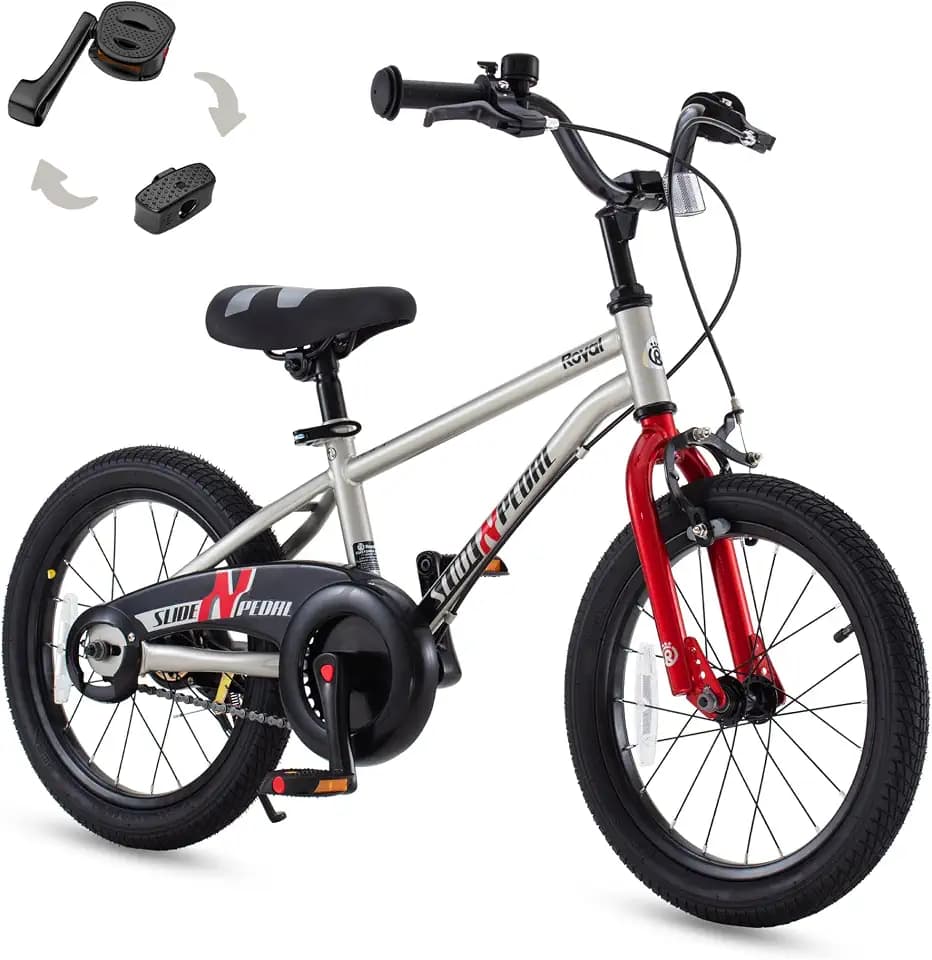 RoyalBaby EZ Kids Bike,Balance and Pedal Bicycle for Boys & Girls Beginner,14 16 18 Inch Toddlers to Big Kids 3-9 Years