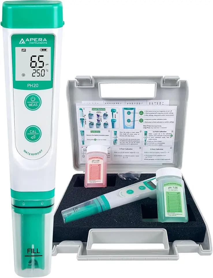 Apera Instruments PH20 pH-Messgerät mit Digitalanzeige, Set im Koffer