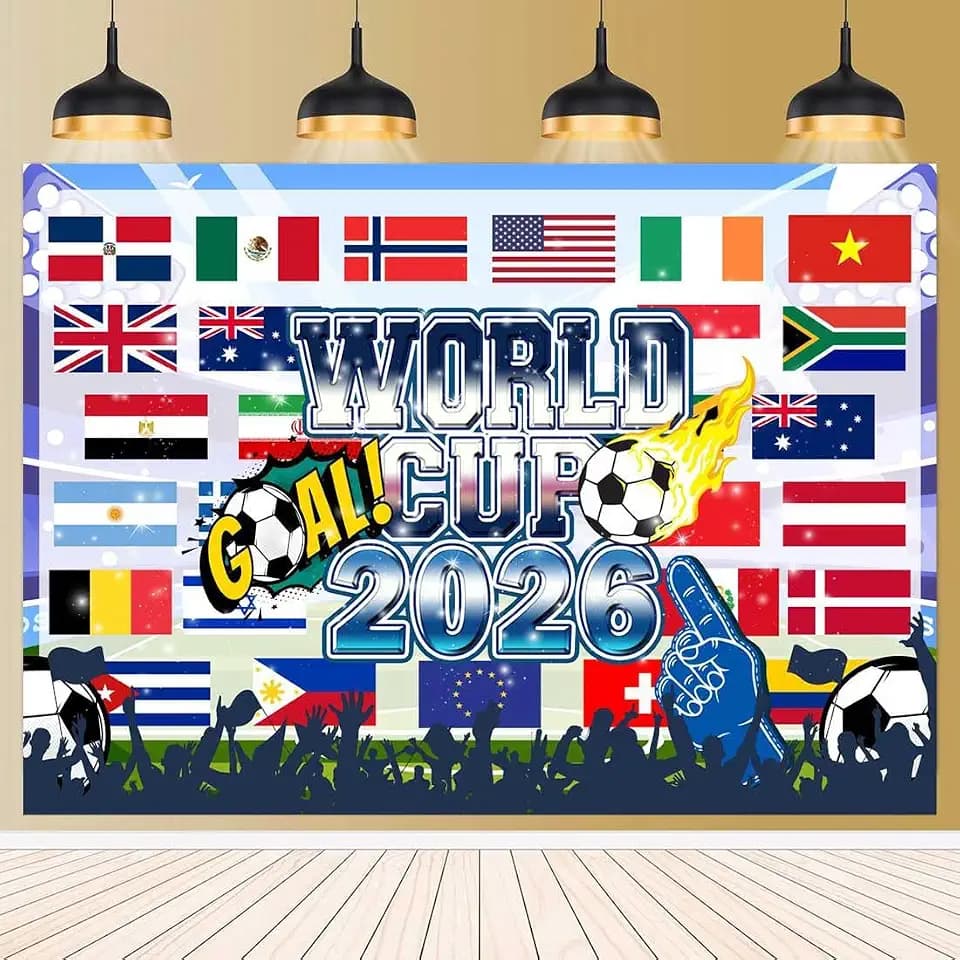 World Cup 2026 Backdrop for World Tournament Cup Party Decorations, International Flag Stadium Atmosphere Photography Background, Soccer World Cup Decor Banner 7x5ft