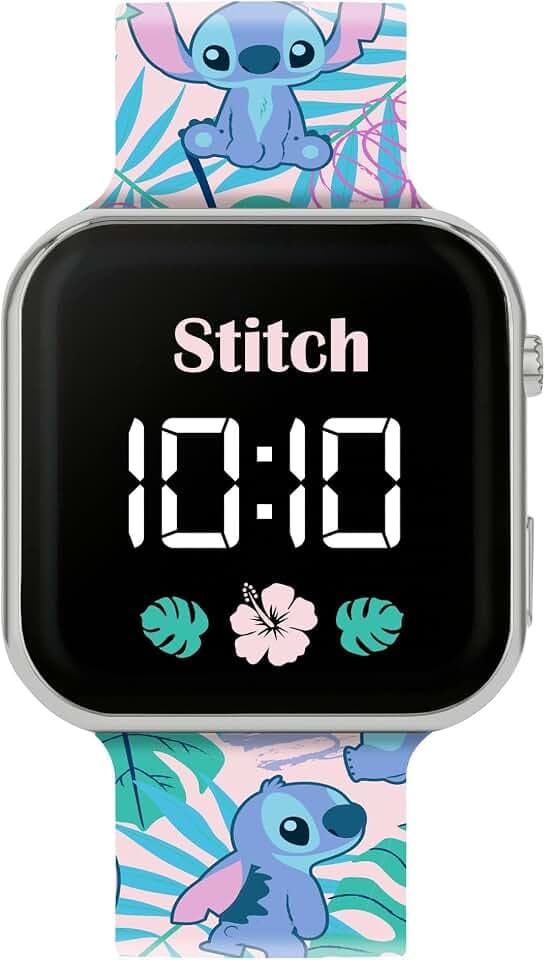 Disney Lilo & Stitch LAS4091 Kinder-Armbanduhr mit LED-Quarz-Silikonarmband, Blau, Mehrfarbig, Modern