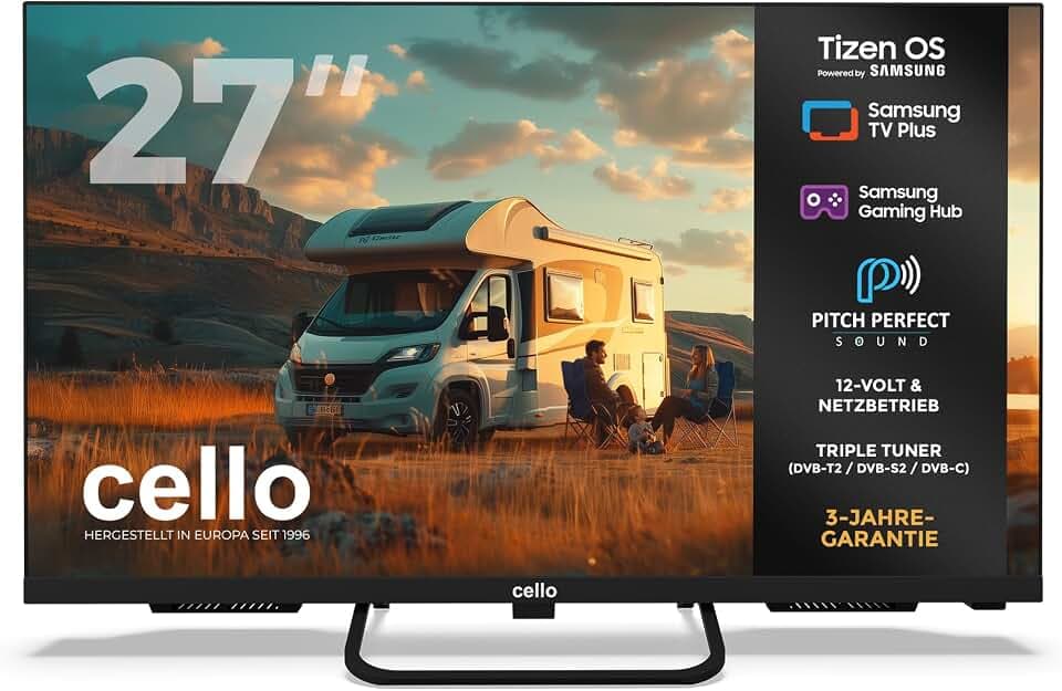 Cello CTRAV-27TZ 27" Smart 12V Traveller-TV, 1080p, 2024, Tizen OS, Satellitenempfang, Gaming Hub