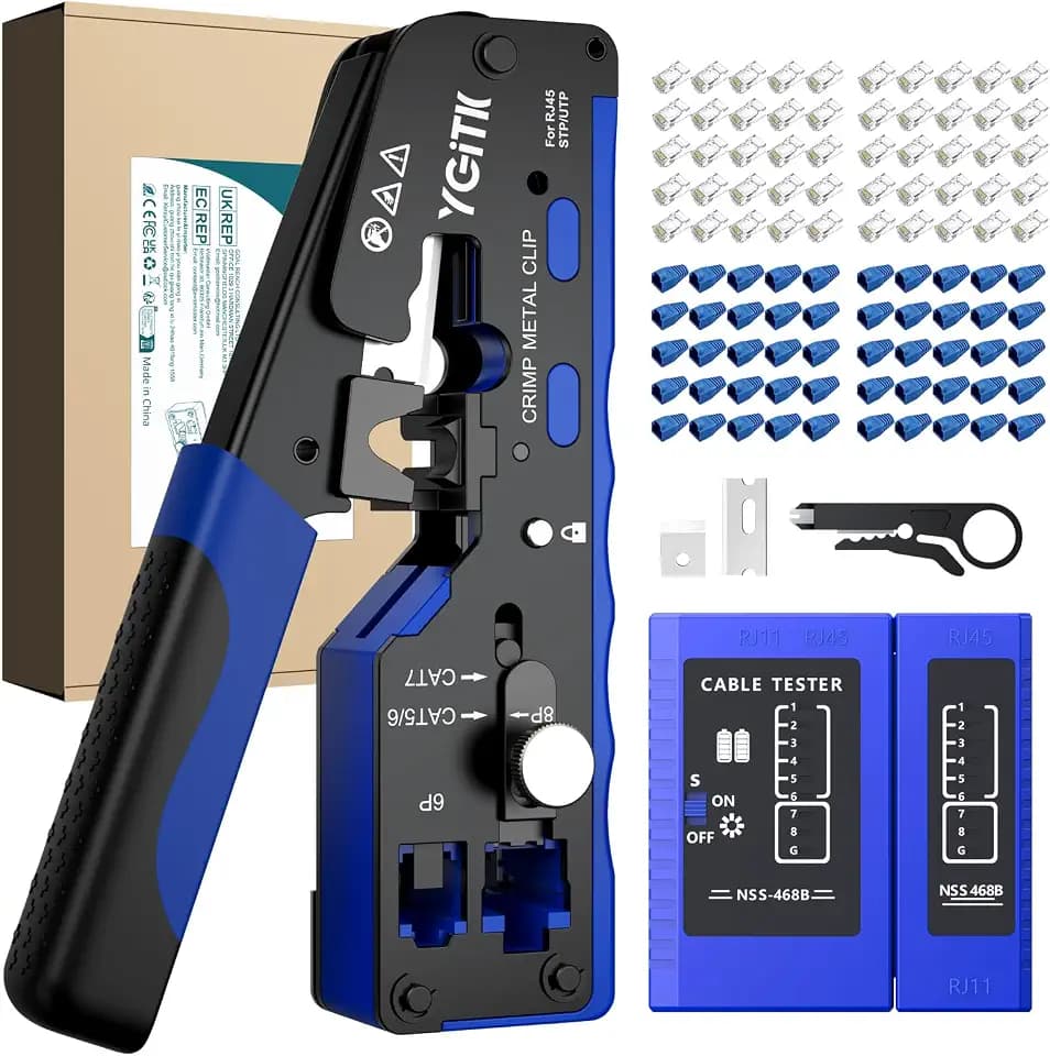 RJ45 Crimpzange Set für Netzwerkstecker Cat5/6/7 mit Presszange