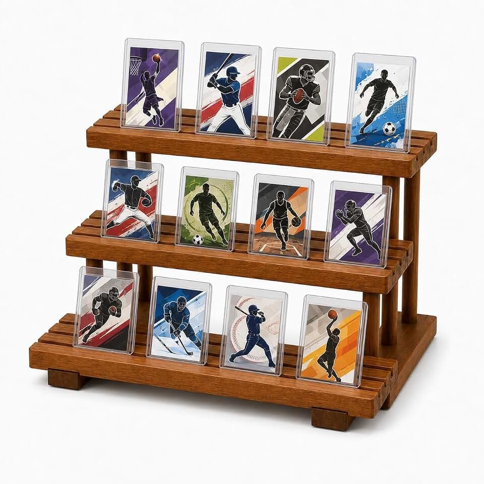 Sammelkarten Display aus Holz, 3-stufiger Kartenständer für Trading Cards