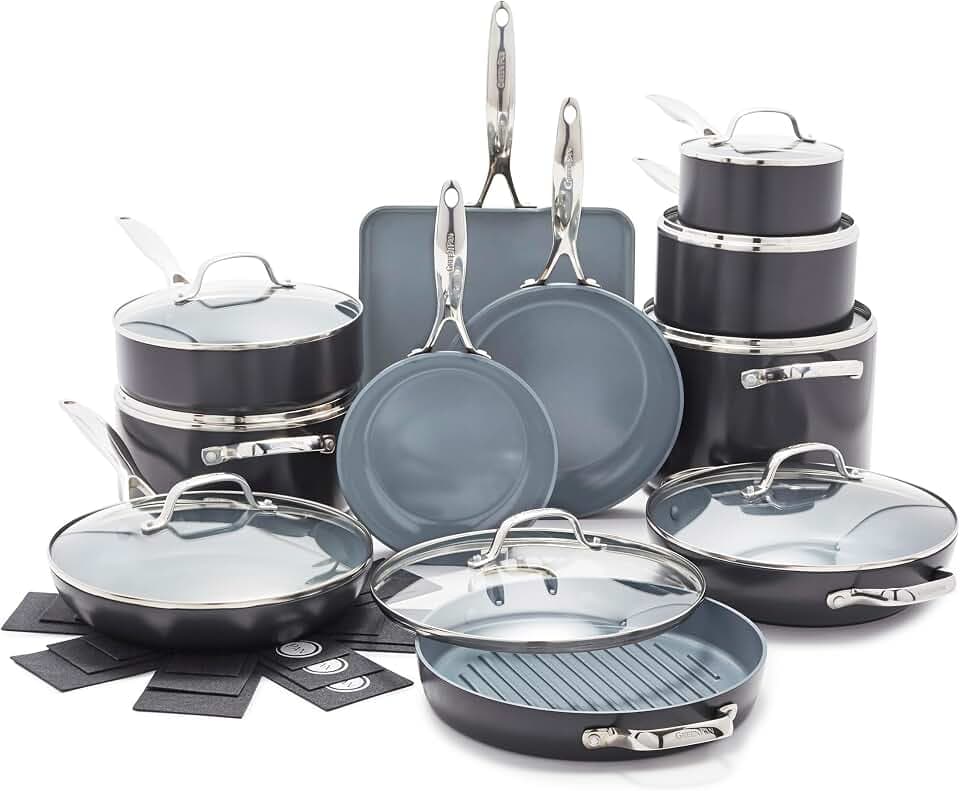 GreenPan Valencia Pro 22 Piece Cookware Set Ceramic Nonstick Pots & Pans