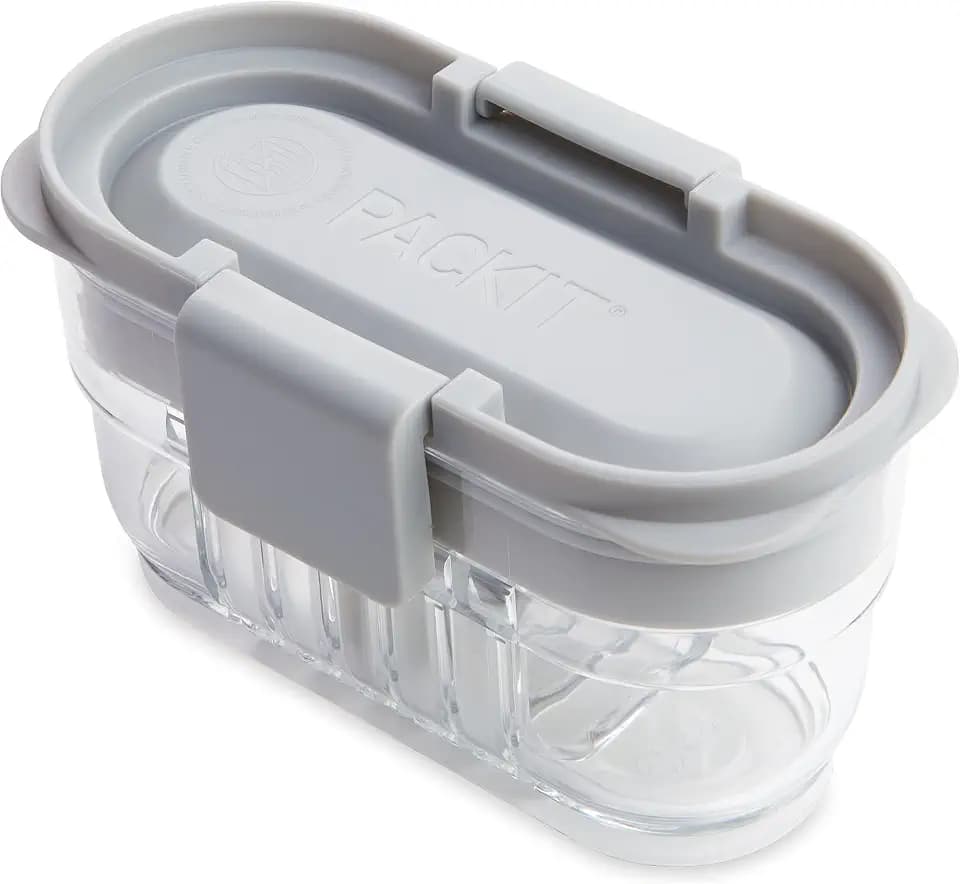 PackIt MOD Mini Bento Food Storage Container, Snack, Steel Gray