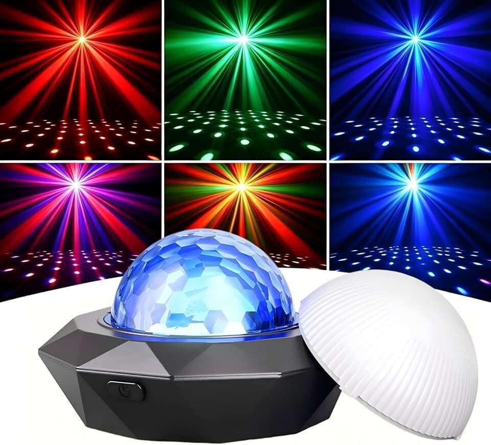 2-in-1 Diskokugel mit Nachtlicht, Wiederaufladbares Discolicht Partylicht mit 500mAh Akku, Musikgesteuerte Disco Ball für Kinder Geburtstag, Ideales Geschenk für Jungen und Mädchen