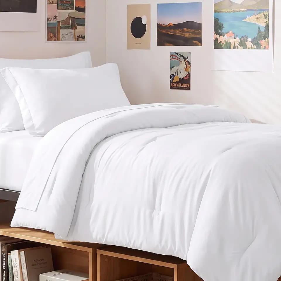 CozyLux Twin XL Comforter Set White, 5 Pieces Bed in a Bag