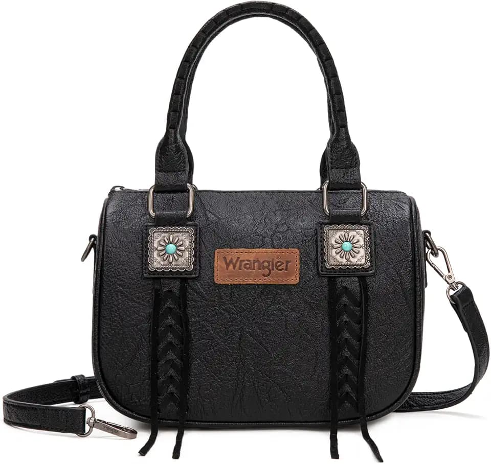 Wrangler Satchel Bag Fringe Crossbody Purse Top Handle Shoulder Bag with Detachable Strap